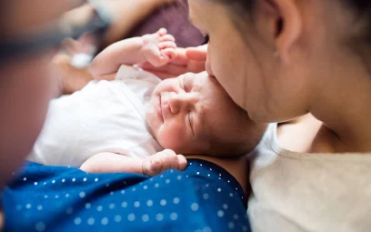 New born baby and parents breastfeeding week 2019